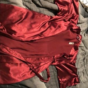 Victoria Secret maroon silk robe. NWT